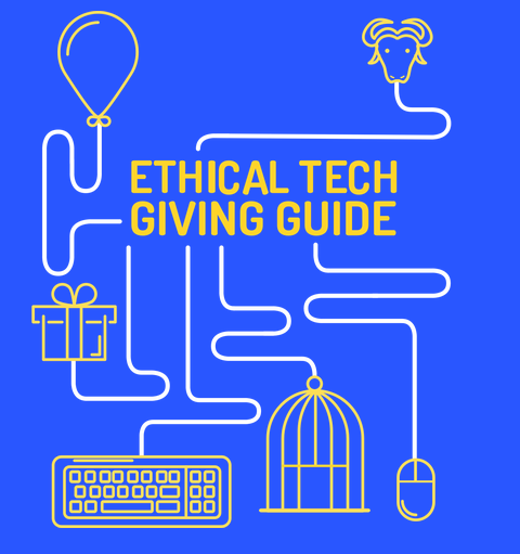 Image of the giving guide with yellow text on a blue background