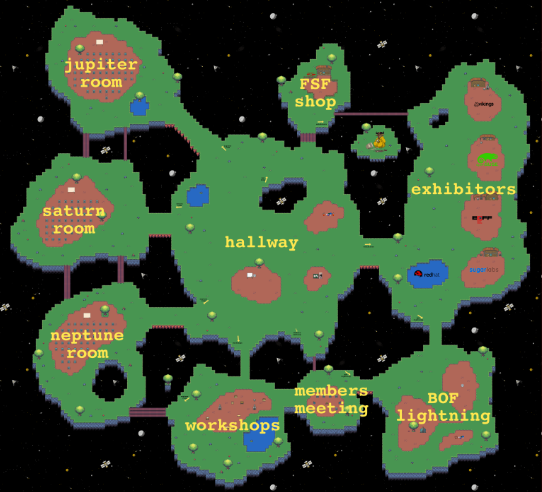 The map for the online LibreAdventure virtual world.