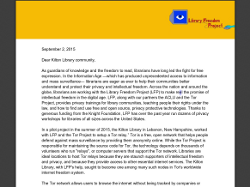 Letter in support of Kilton Library's Tor node