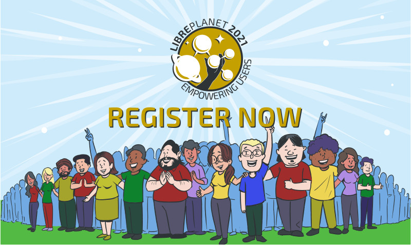 [ Animation of a group of people and register now text ]