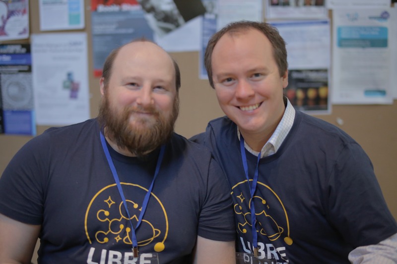 FSF Licensing and Compliance Manager Donald Robertson with former staff member Joshua Gay at LibrePlanet 2016.