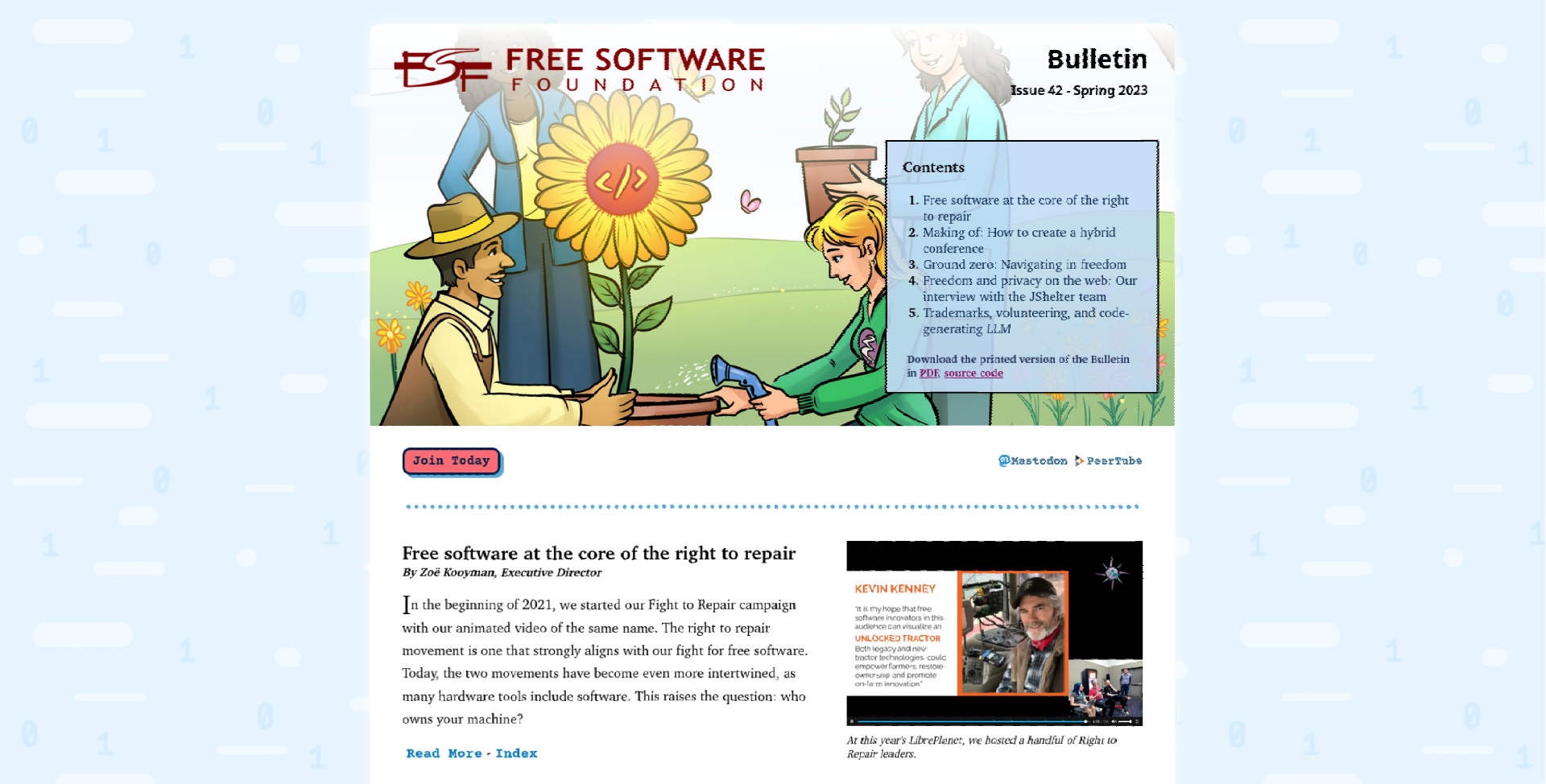 screenshot of online bulletin