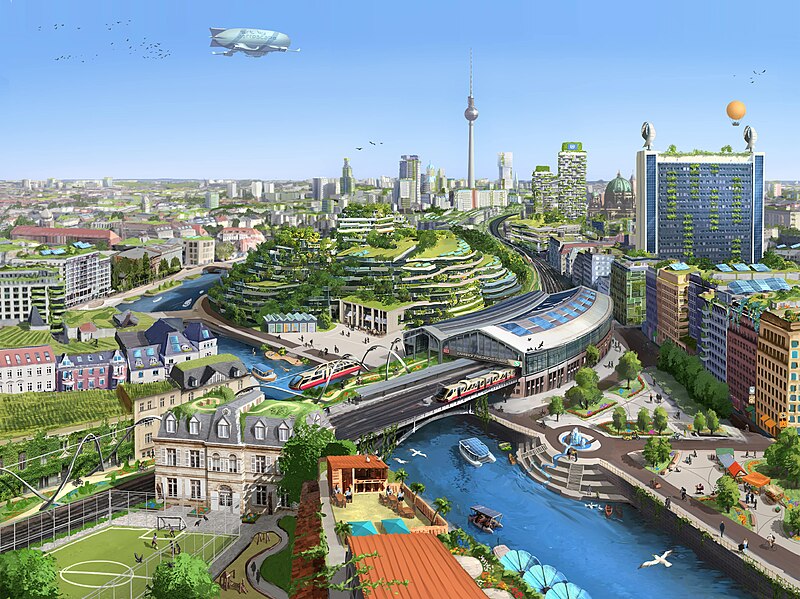 Illustration of a futuristic version of Berlin.