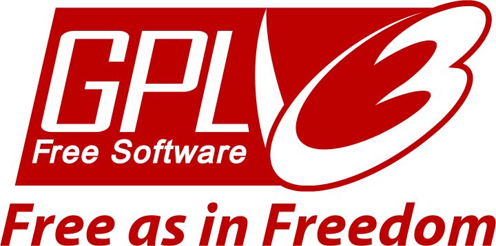 GPLv3 logo with the words 'Free as in Freedom' below it